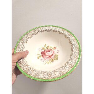 Serving Bowl Myott Staffordshire Pink Floral, Gold Trim